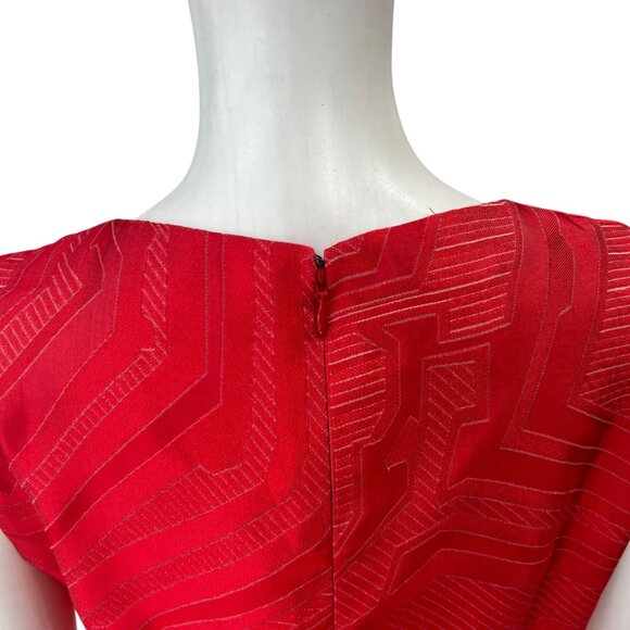 Fendi Red Geometric Dress sleeveless v-neck zip closure no material tag - Picture 6 of 8